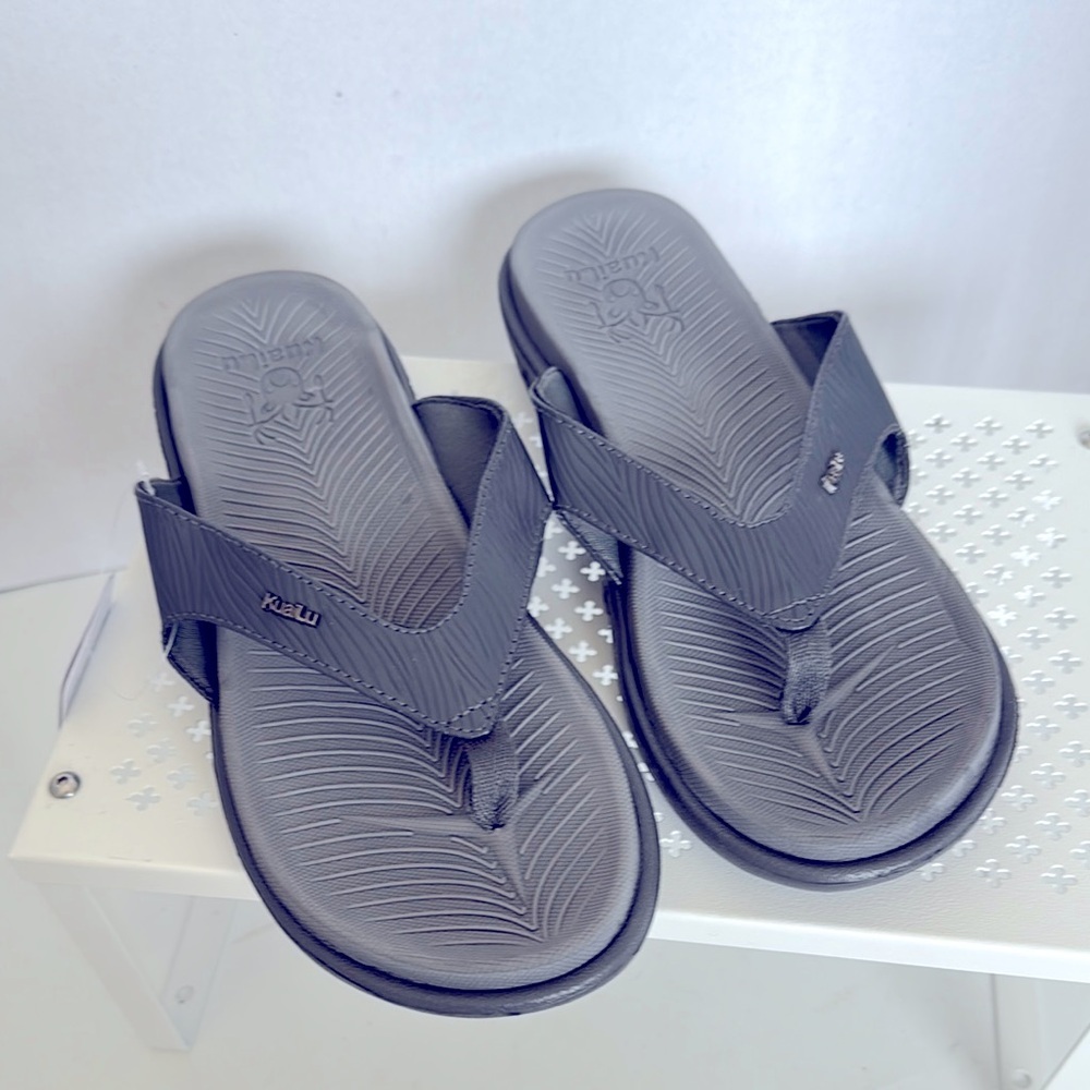 KUAILU Charcoal Flip Flops Size 10.5 Rubber Sole Summer Beach Slides Slip-On